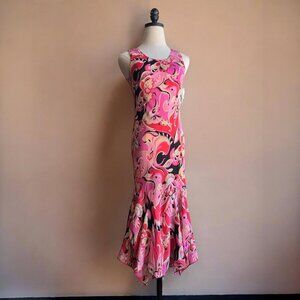 Vintage Y2K Pink Psychedelic Maxi Slip Dress | 2000s Deadstock Bias Cut Dress